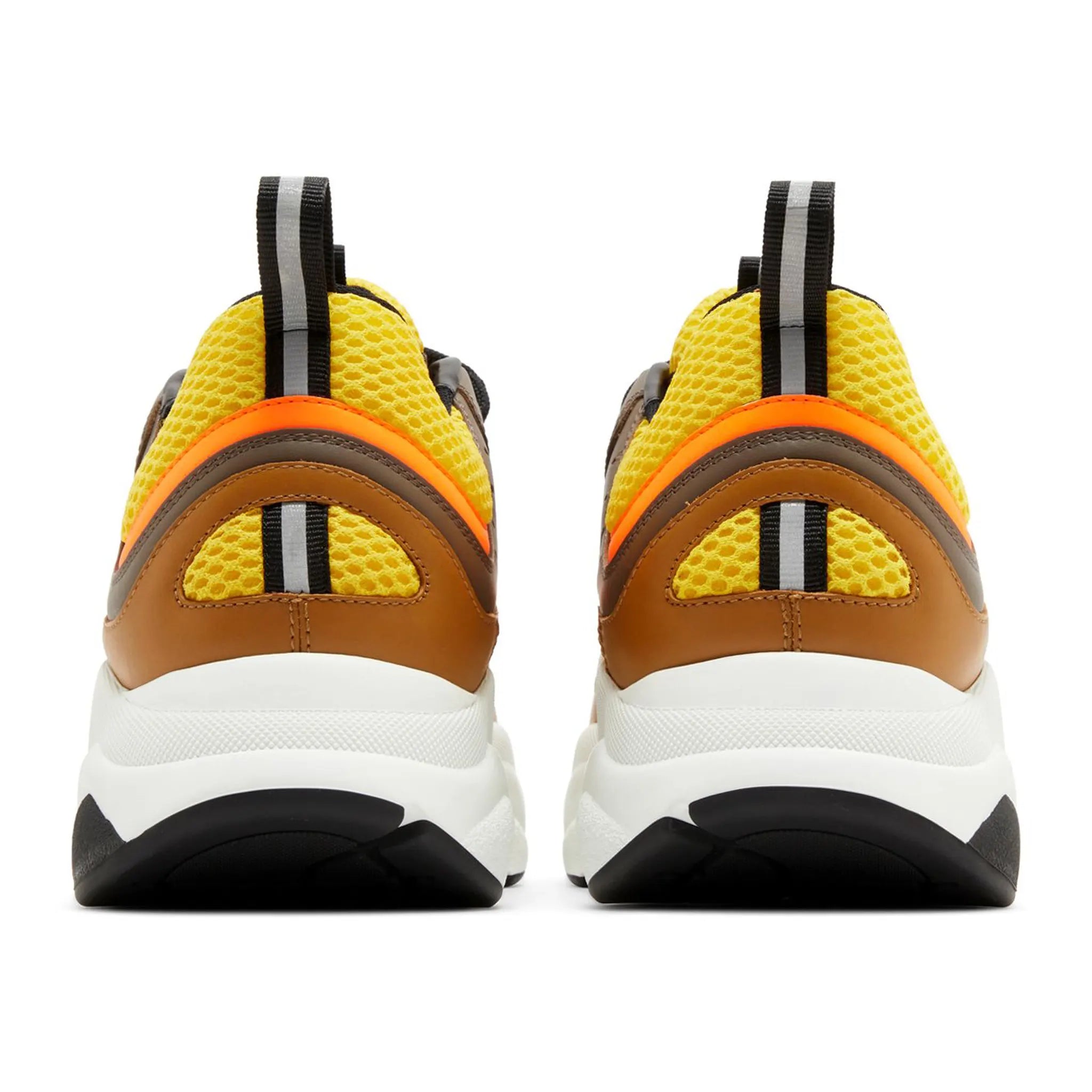 Back view of Dior B22 Ebony Camel Yellow Calfskin Trainer 3SN231YRK_H267